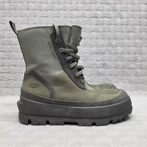 UGG Lug Boot Moss‎ Green 1143833 Womens Size 6 Suede Platform Lace Up